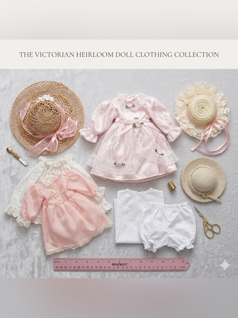 Vintage Style Heirloom Doll Clothes & Accessories Lot
